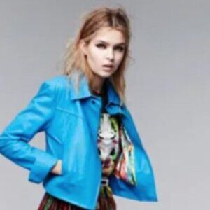 Prabal Gurung For target Blue Leather Jacket